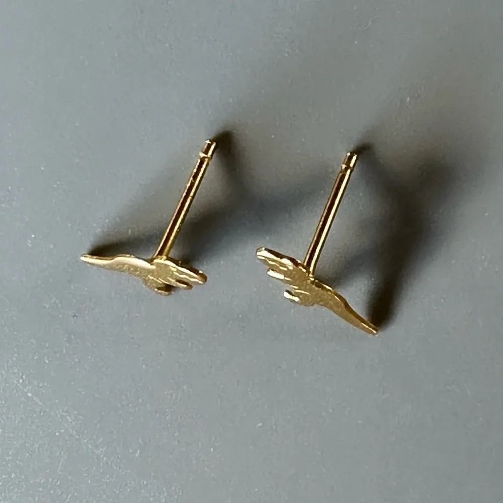 14k Gold Tiny Dinosaur Stud Earrings